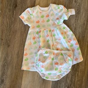 Adorable Little Me Bunny/Floral Baby Dress Set Sz 6M